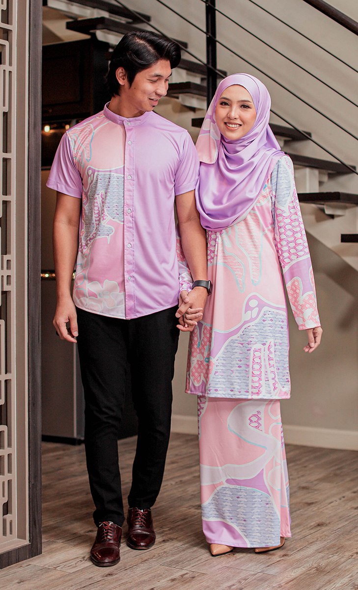 Couple Set - Kurung Embun - Pink Delima