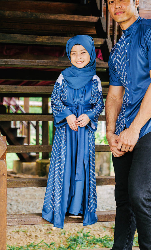 Kids Abaya Ryanna - Teal Blue